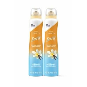 Secret Weightless Dry Spray Cozy Vanilla 2-Pack 4.1 oz Antiperspirant‎ New